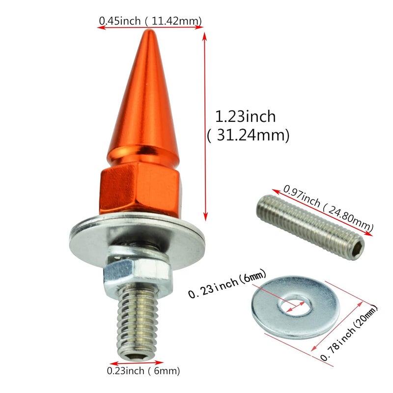 Abfer Car License Plate Screws Spike Shape License Plate Fasteners Bolt 4Pcs Anti Theft License Plate Screw Frame Kit Fit for Most Vehicle Motorcycles Trucks (Orange) - Image 2